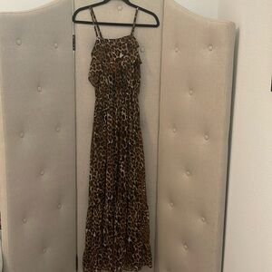 Express Leopard Spagetti Strap Maxi Sundress XS